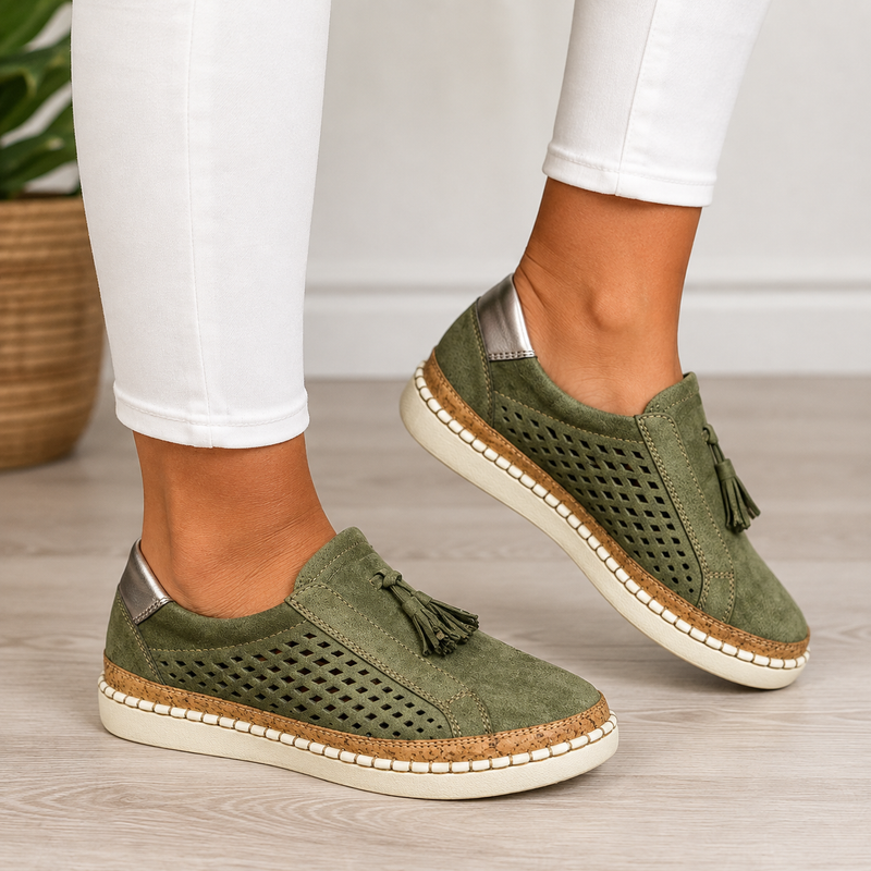 Sheyzina – Perforerede Slip-on Loafers Med Kvaster og Platformsål
