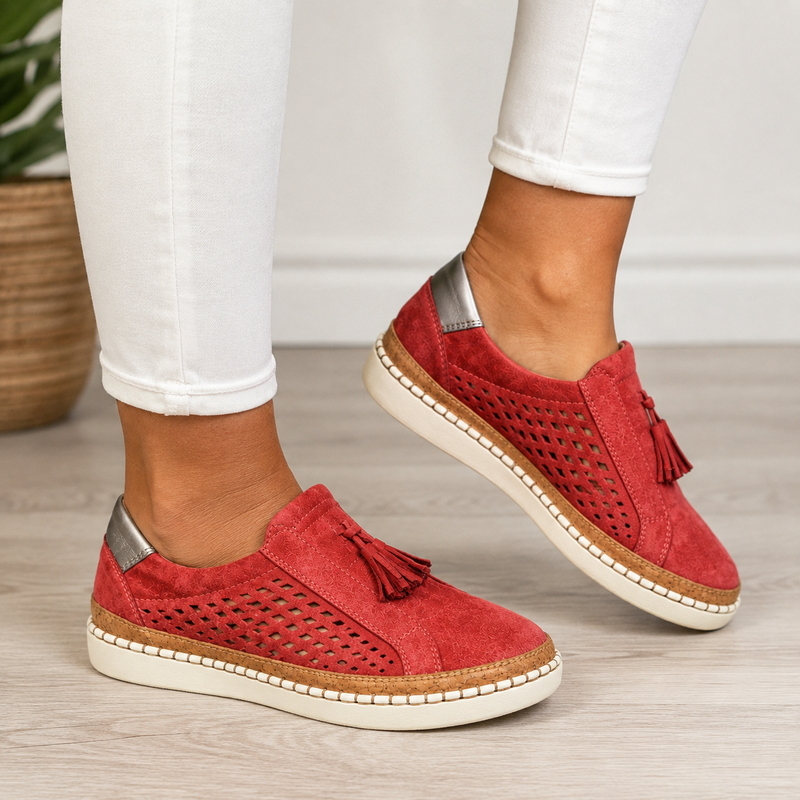 Sheyzina – Perforerede Slip-on Loafers Med Kvaster og Platformsål