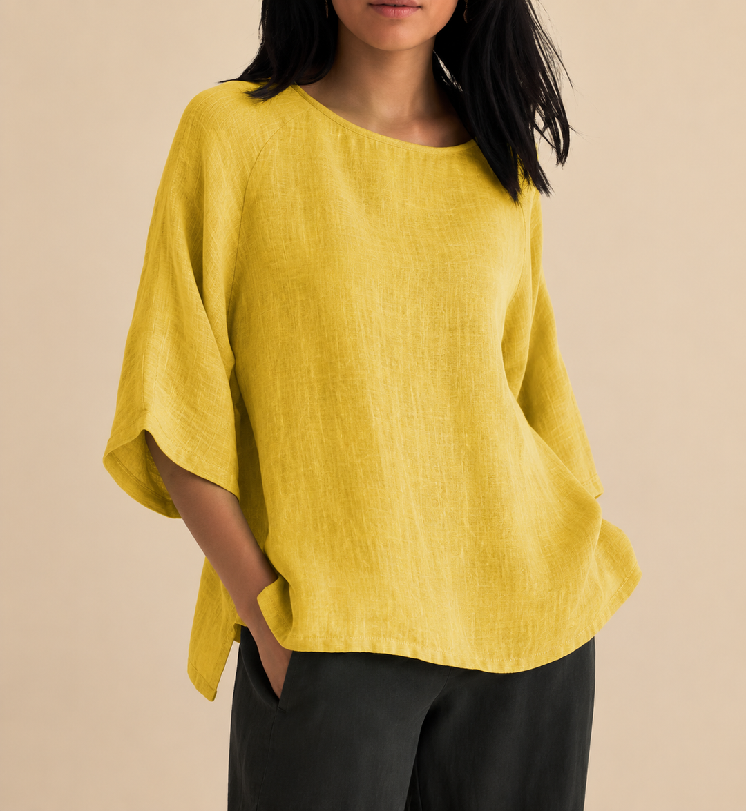 Steffi - Afslappet Oversized Bluse Med Rund Halsudskæring