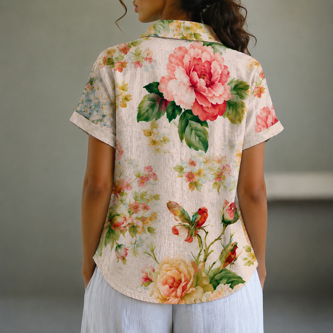 Aurevia - Vintage Blomster Udskriv Bluse