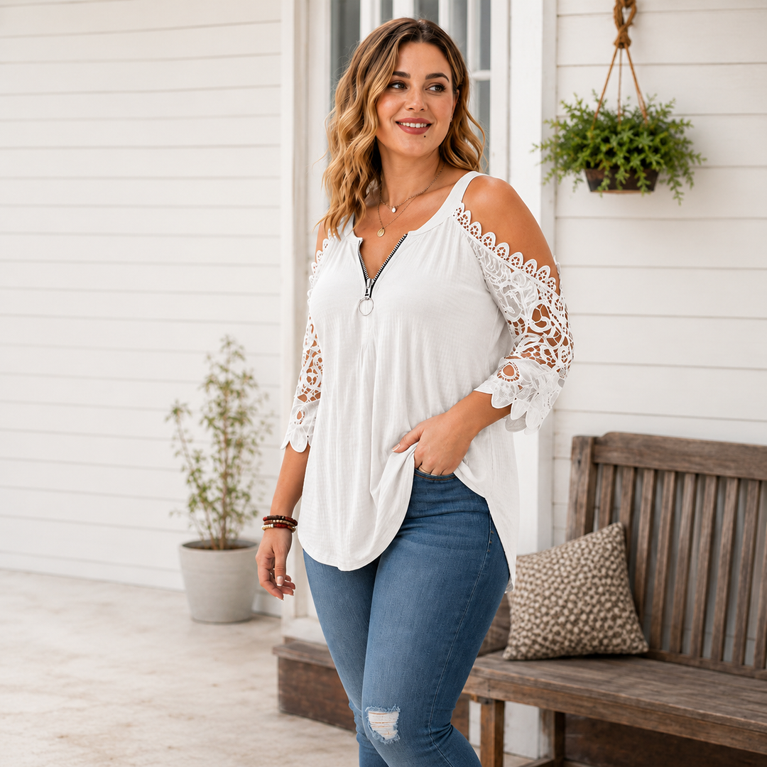 Palchuk - Elegant Bluse I Blonder Med Åbne Skuldre