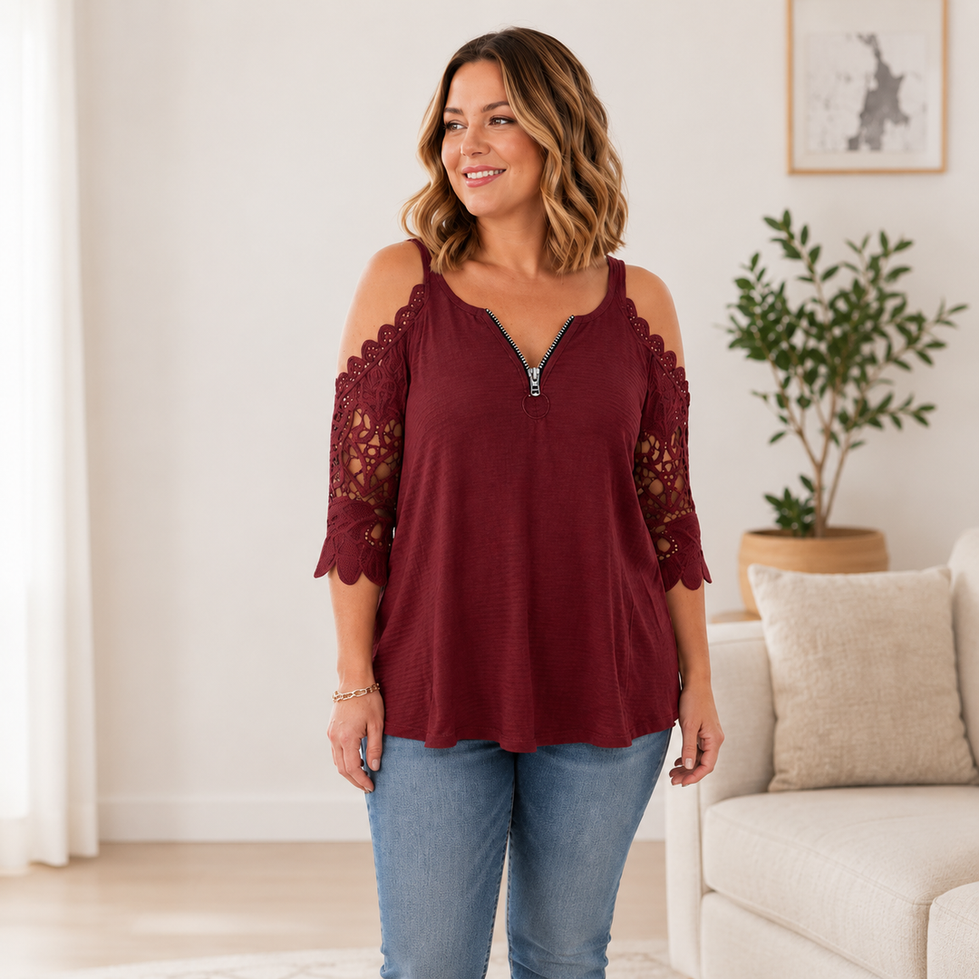 Palchuk - Elegant Bluse I Blonder Med Åbne Skuldre