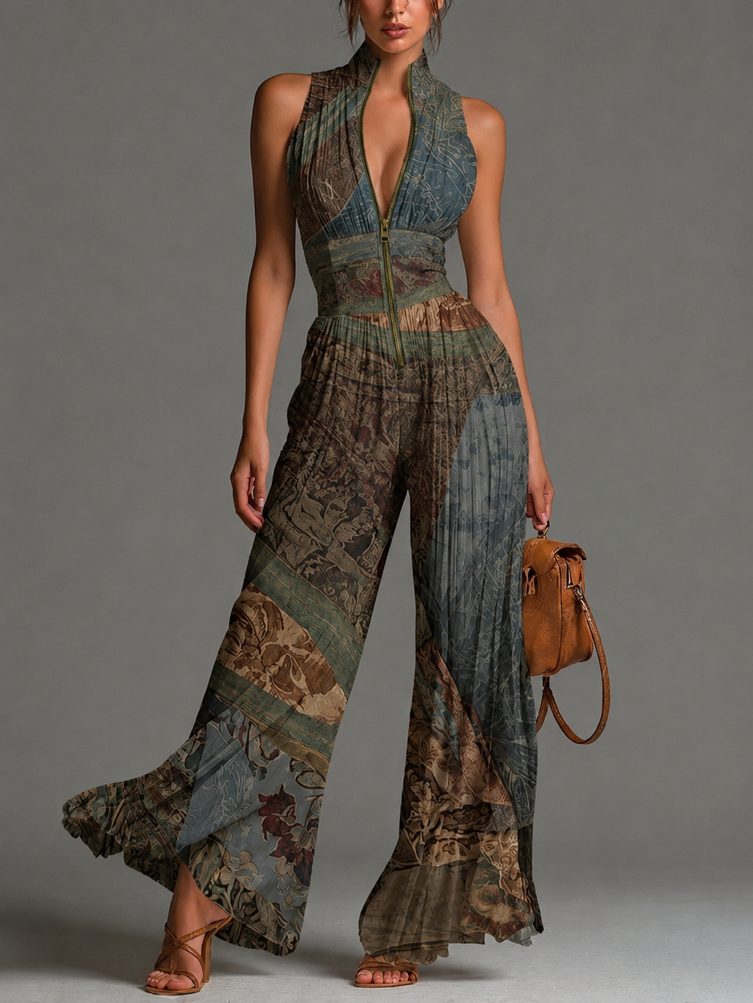 Kleira – Ærmeløs Plisseret Jumpsuit