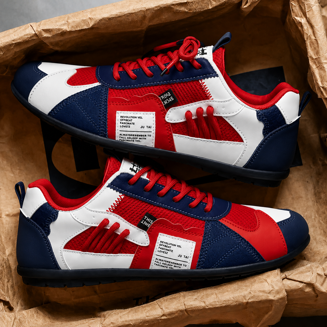 Reinders – Sneakers Med Snørebånd i Patchwork Udformning