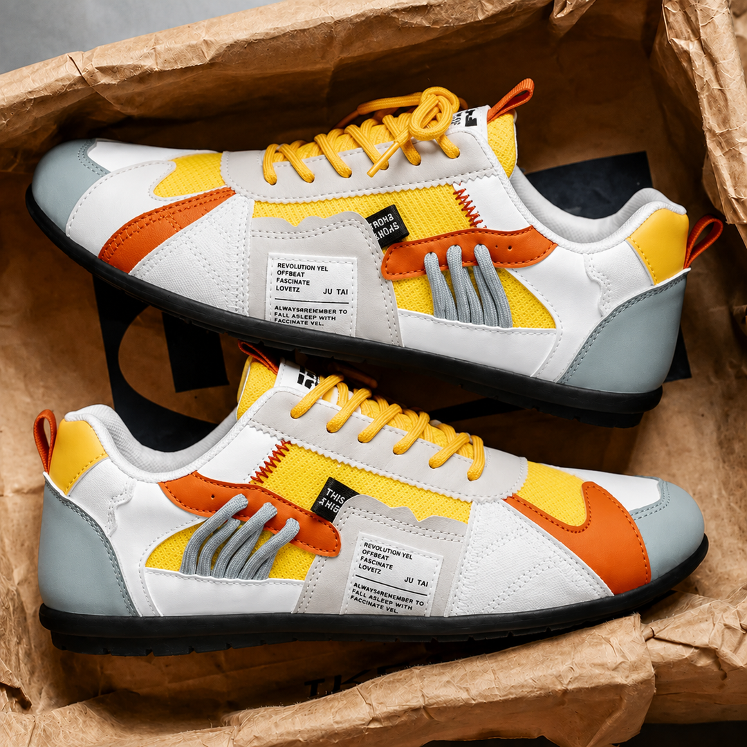 Reinders – Sneakers Med Snørebånd i Patchwork Udformning