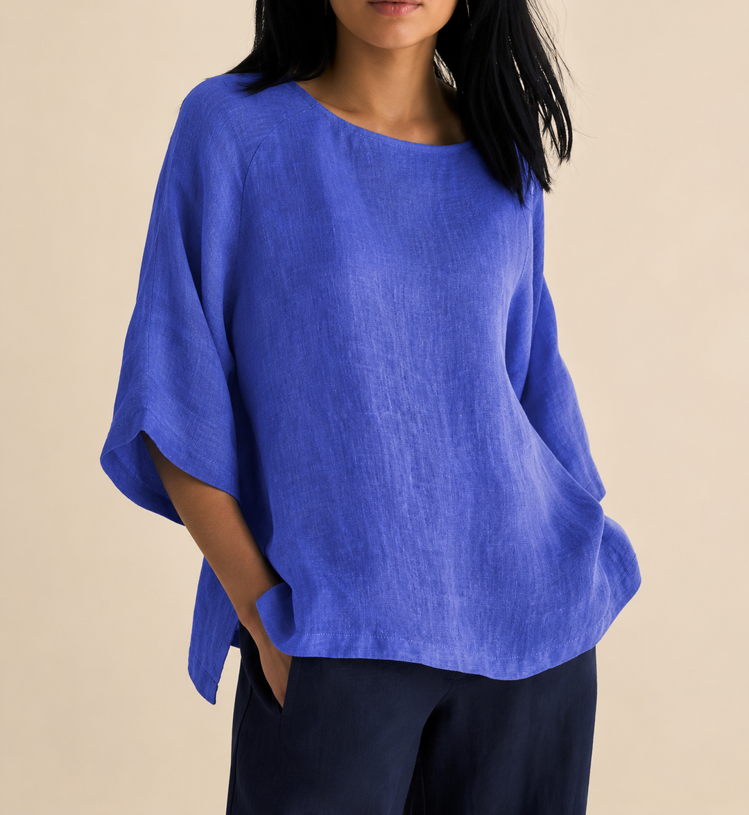Steffi - Afslappet Oversized Bluse Med Rund Halsudskæring