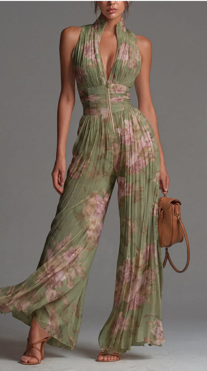 Kleira – Ærmeløs Plisseret Jumpsuit