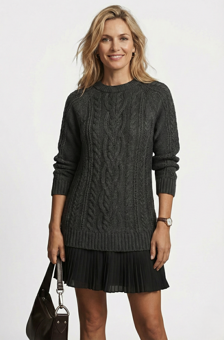 Dilin – Strikket Sweaterkjole Med Fletmønster