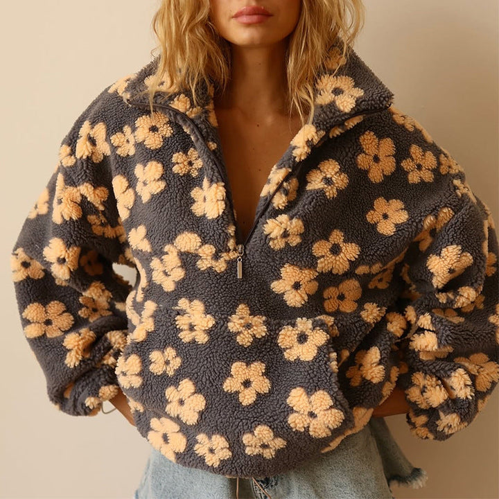 Yzella – Fleece-trøje Med Blomsterprint