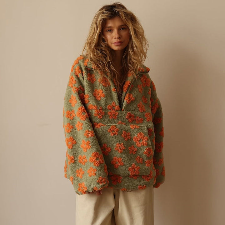 Yzella – Fleece-trøje Med Blomsterprint