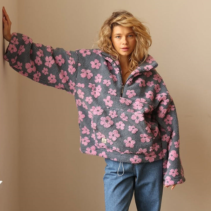 Yzella – Fleece-trøje Med Blomsterprint