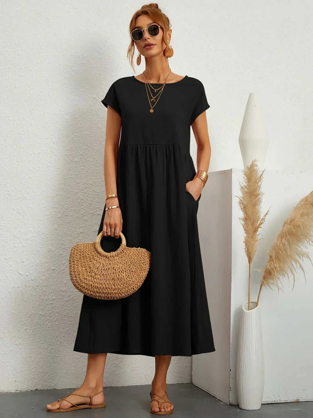 Neila – Oversized Maxikjole Med Lomme