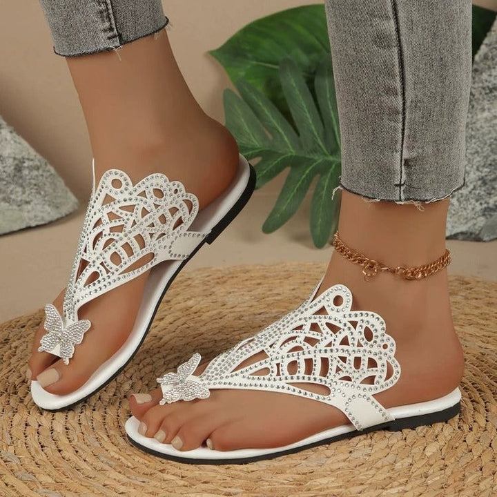 osalia – Stilfuld Lædersandal Med Sommerfuglemotiv