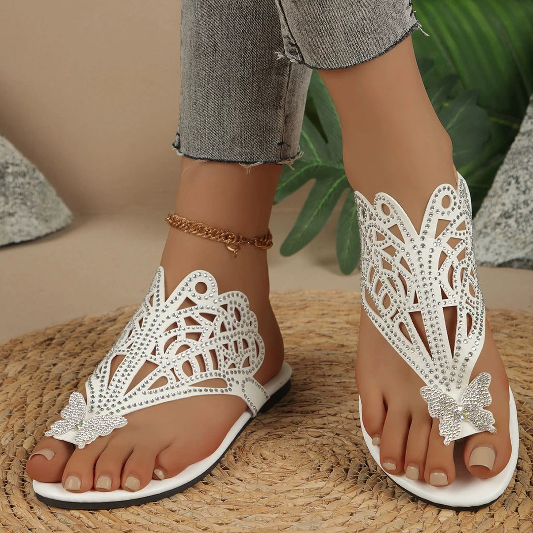 osalia – Stilfuld Lædersandal Med Sommerfuglemotiv