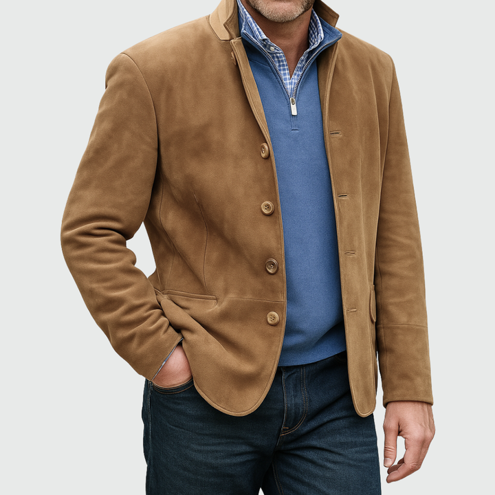 Ferdinando - Klassisk Blazer I Ruskind Med Knapper