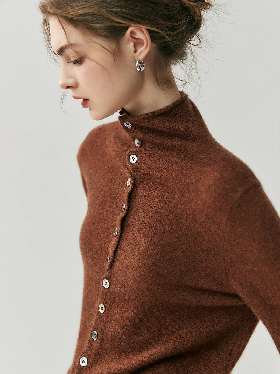 Areum - Langærmet Kashmir Cardigan Med Knapper