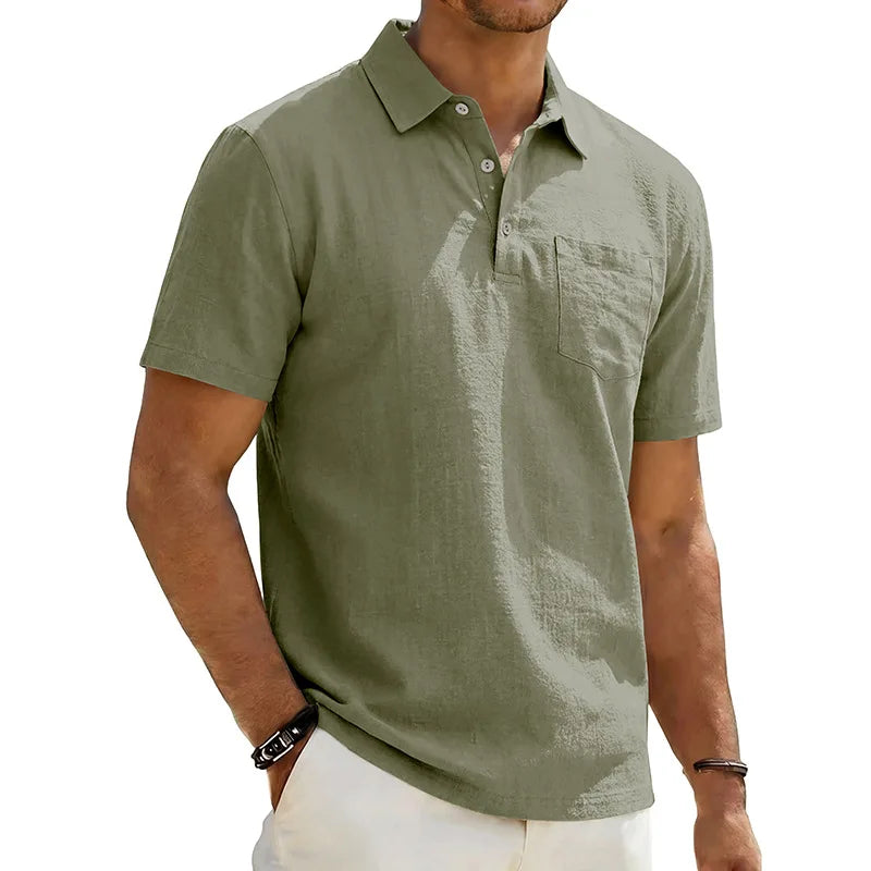 Josef - Polo Shirt I Hør Med Korte Ærmer