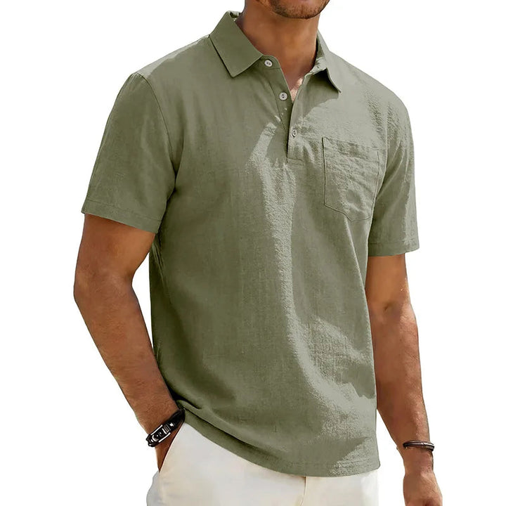 Josef - Polo Shirt I Hør Med Korte Ærmer