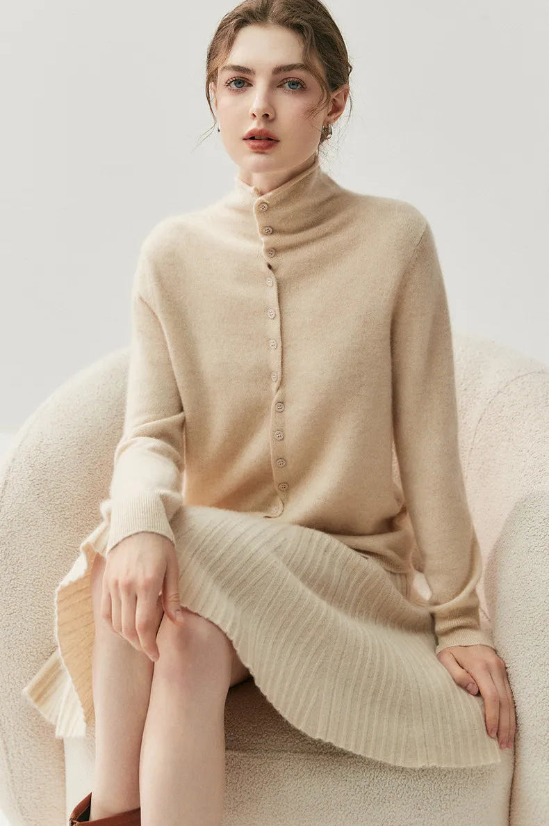 Areum - Langærmet Kashmir Cardigan Med Knapper