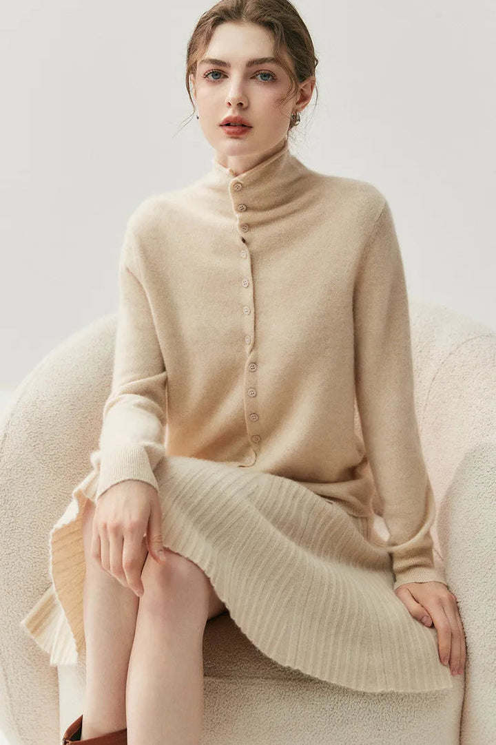 Areum - Langærmet Kashmir Cardigan Med Knapper