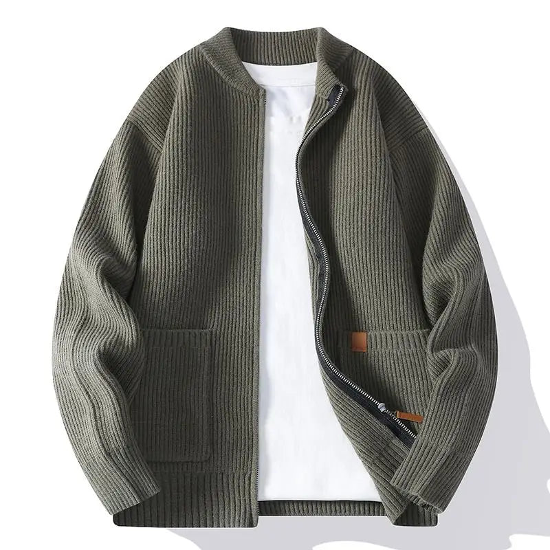 Jorje – Ribstrikket Cardigan Med Lynlås