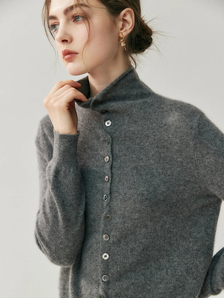Areum - Langærmet Kashmir Cardigan Med Knapper