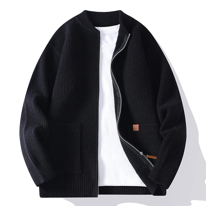 Jorje – Ribstrikket Cardigan Med Lynlås
