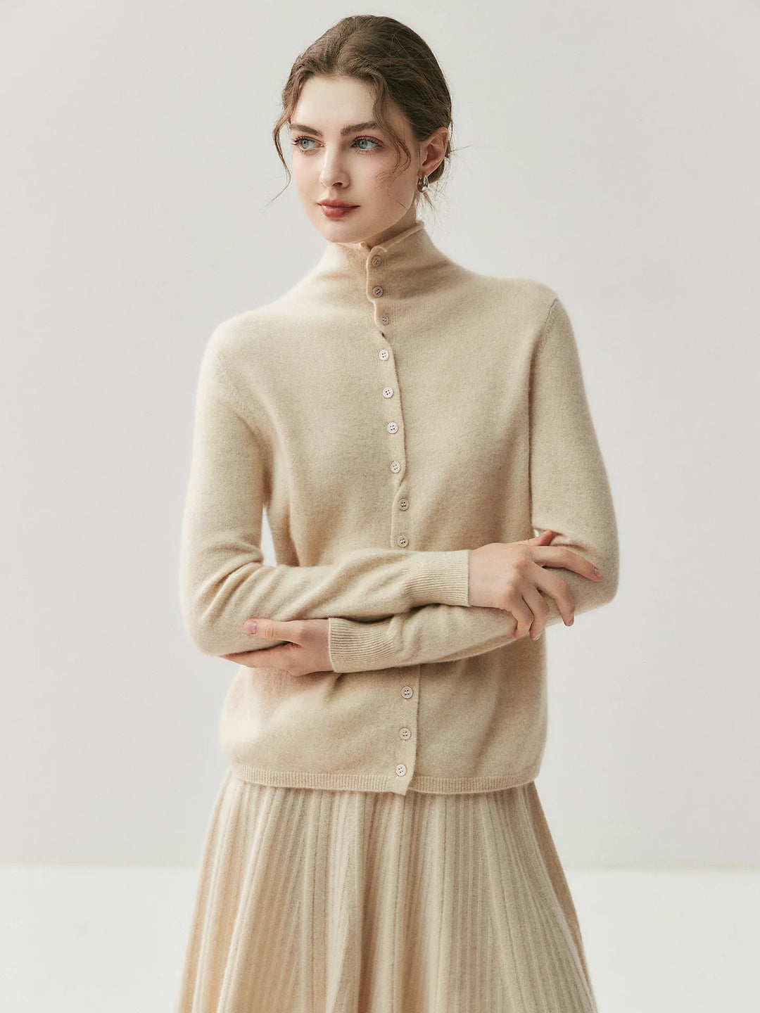 Areum - Langærmet Kashmir Cardigan Med Knapper