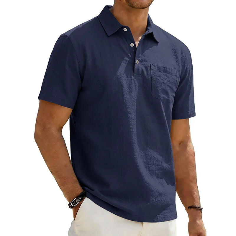 Josef - Polo Shirt I Hør Med Korte Ærmer