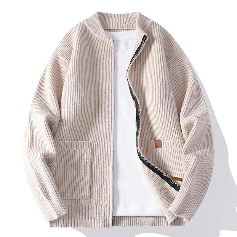 Jorje – Ribstrikket Cardigan Med Lynlås