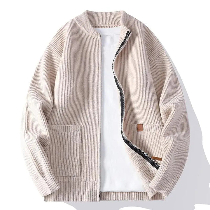 Jorje – Ribstrikket Cardigan Med Lynlås