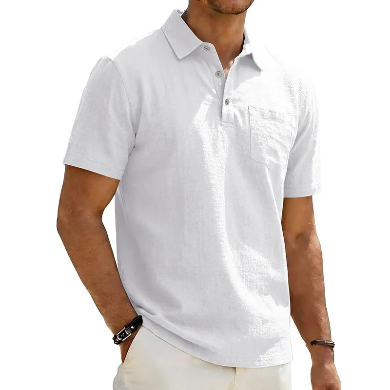 Josef - Polo Shirt I Hør Med Korte Ærmer