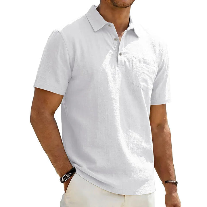 Josef - Polo Shirt I Hør Med Korte Ærmer