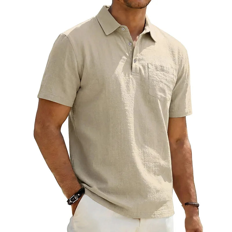 Josef - Polo Shirt I Hør Med Korte Ærmer