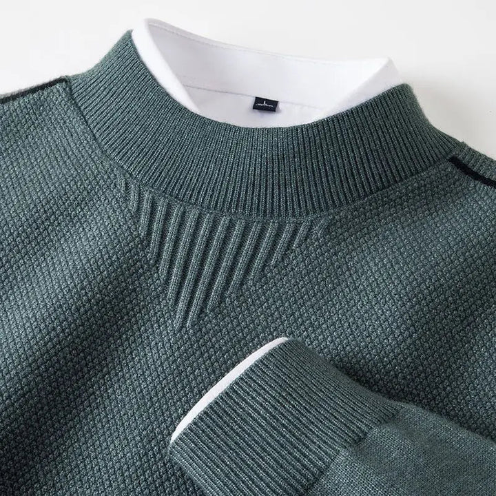 Jaison – Sweater Med Strukturstrik og Rund Hals