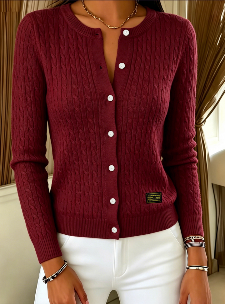 Kitija – Cardigan I Kabelstrik Med Knapper