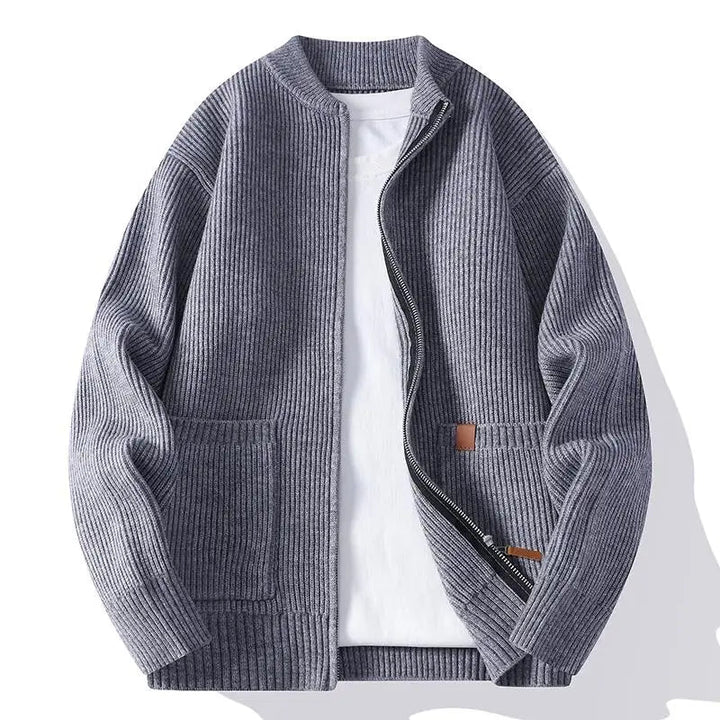 Jorje – Ribstrikket Cardigan Med Lynlås