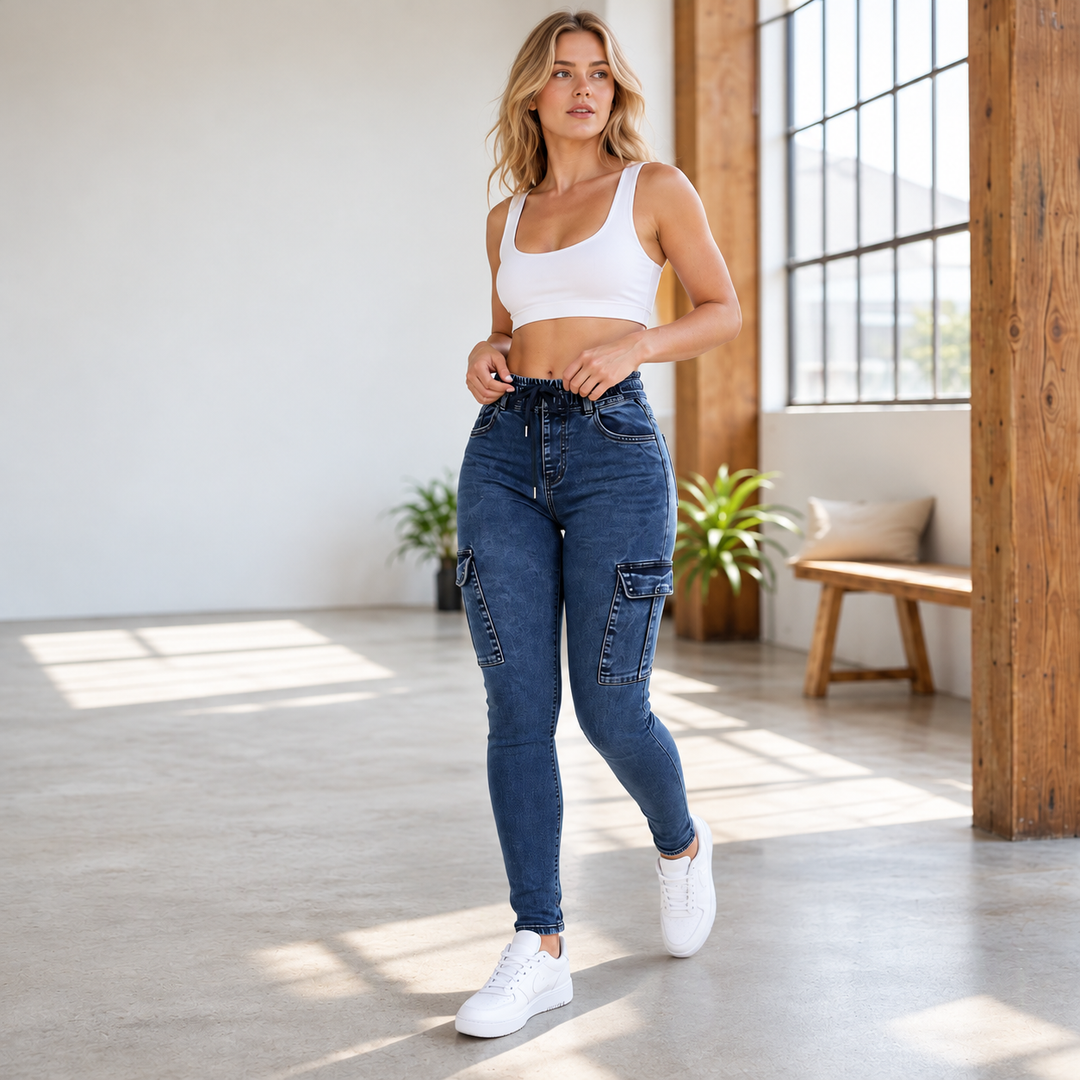 Fizala – Cargo-Jeans Med Høj Talje Og Stretch