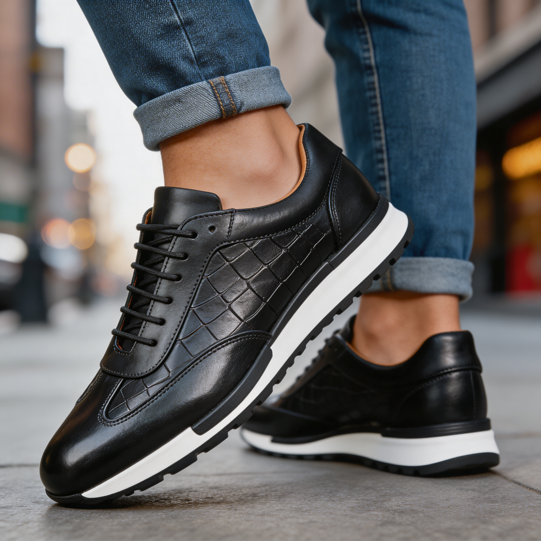 Hubert – Lædersneakers Med Snørebånd