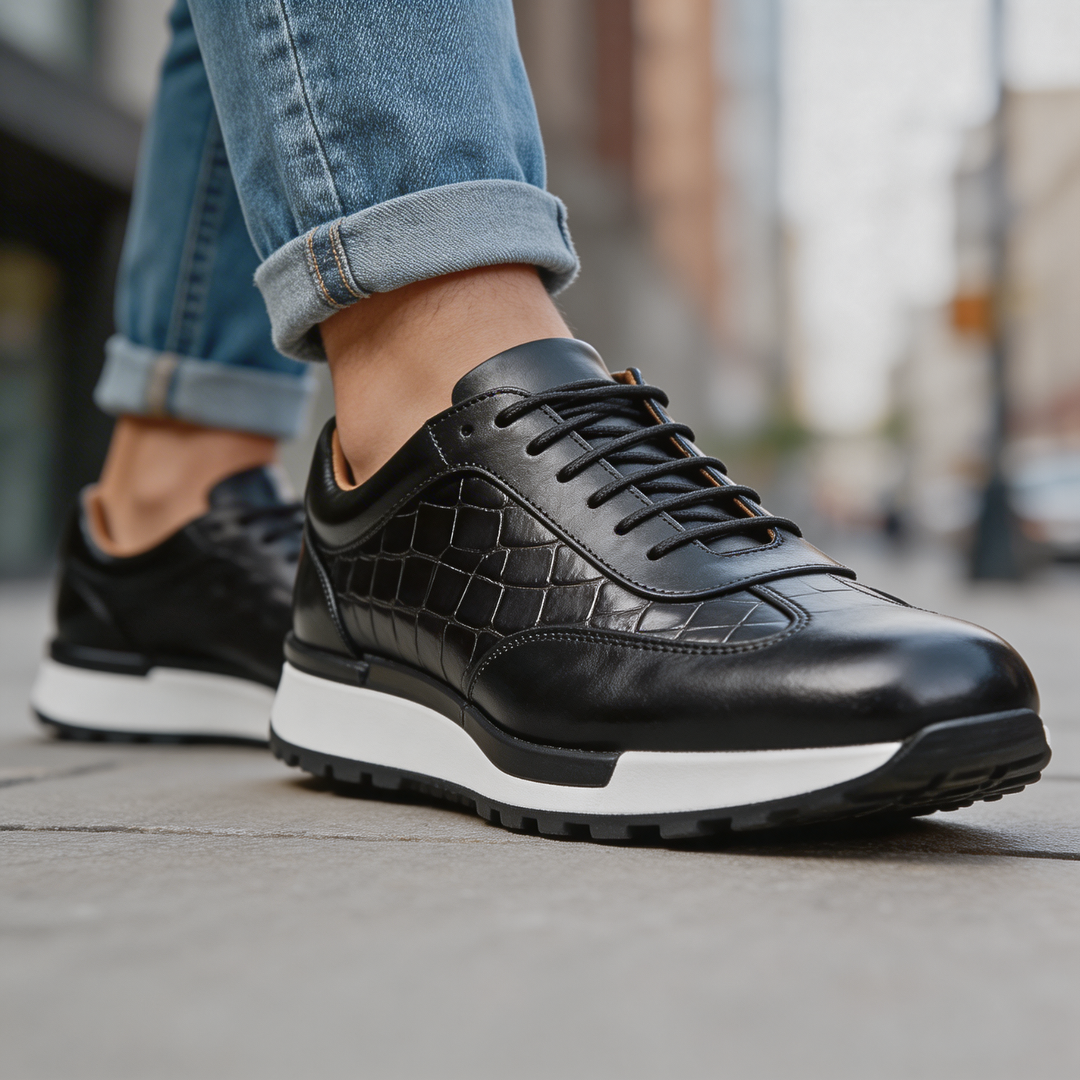 Hubert – Lædersneakers Med Snørebånd