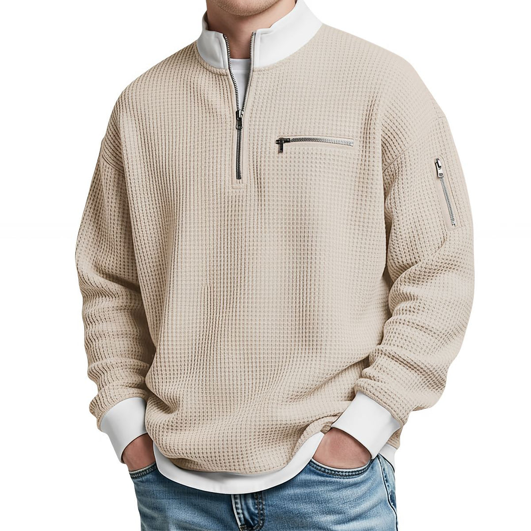 Jose - Elegant Strikket Sweater Med Halv Lynlås