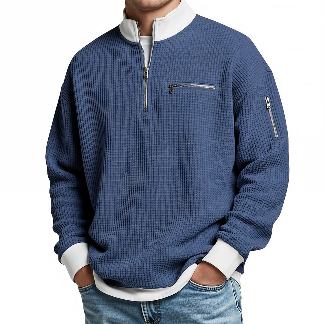 Jose - Elegant Strikket Sweater Med Halv Lynlås