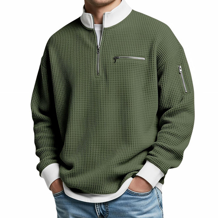 Jose - Elegant Strikket Sweater Med Halv Lynlås