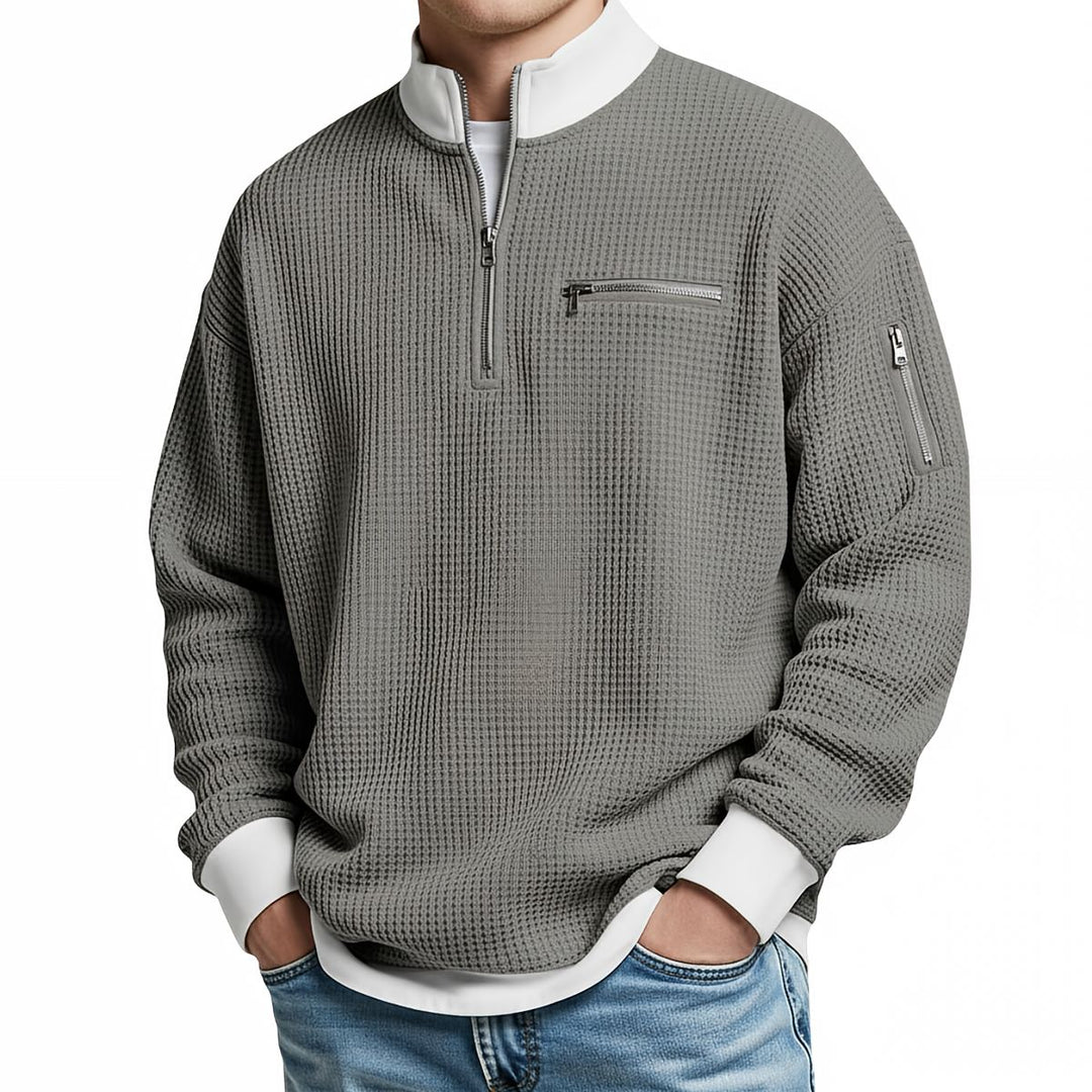 Jose - Elegant Strikket Sweater Med Halv Lynlås
