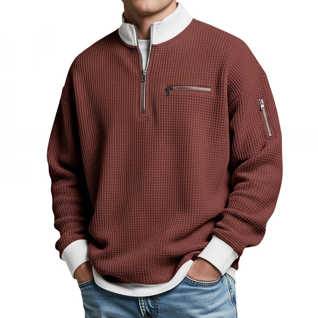 Jose - Elegant Strikket Sweater Med Halv Lynlås
