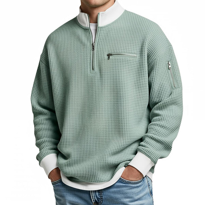 Jose - Elegant Strikket Sweater Med Halv Lynlås