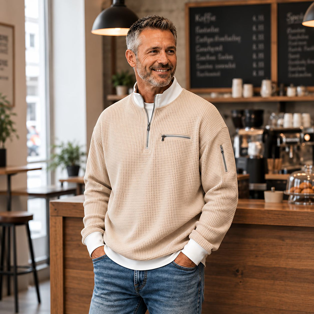Jose - Elegant Strikket Sweater Med Halv Lynlås