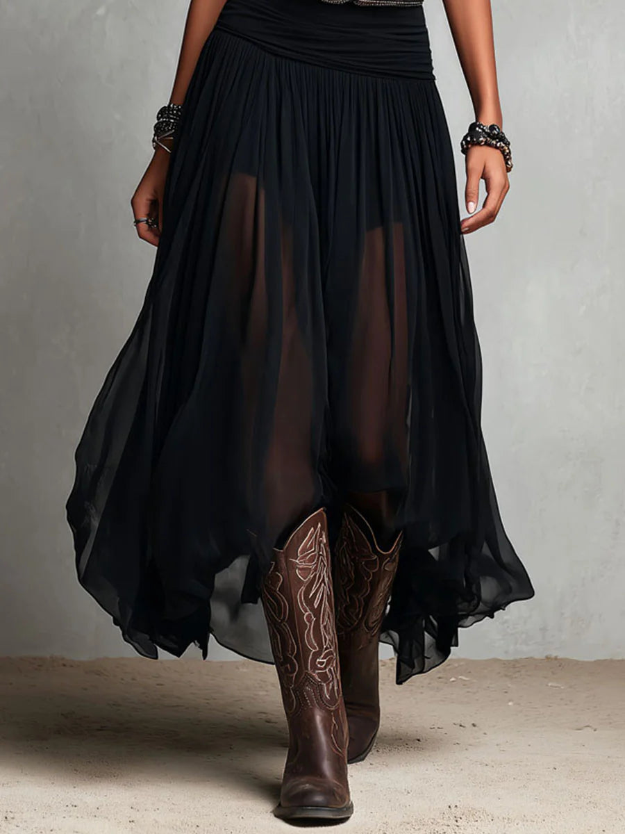 Odetta - Robe Longue élégante En Tulle Avec Ceinture