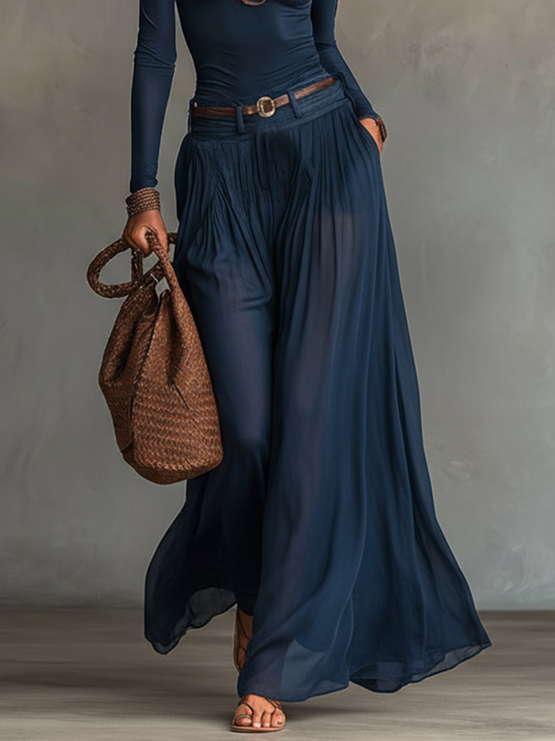 Hnisa – Jumpsuit Med Plissering, Én Skulder Og Brede Ben