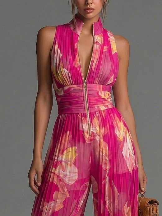 Kleira – Ærmeløs Plisseret Jumpsuit